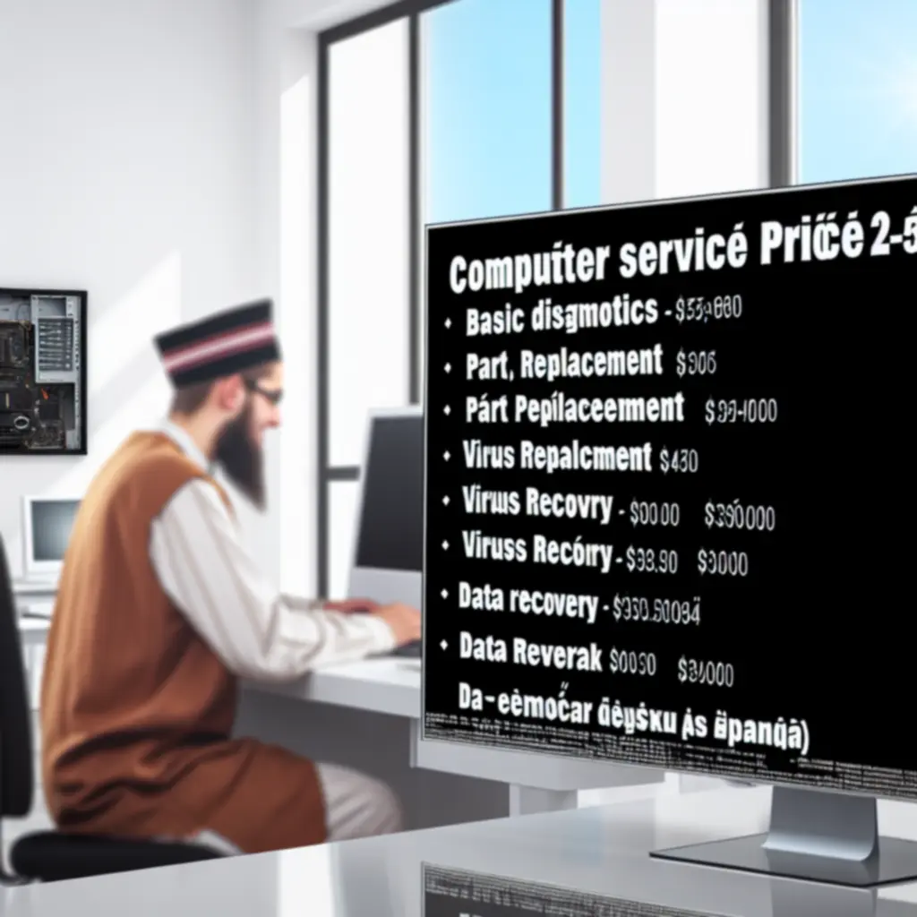 PC szerviz árakat bemutató digitális tábla