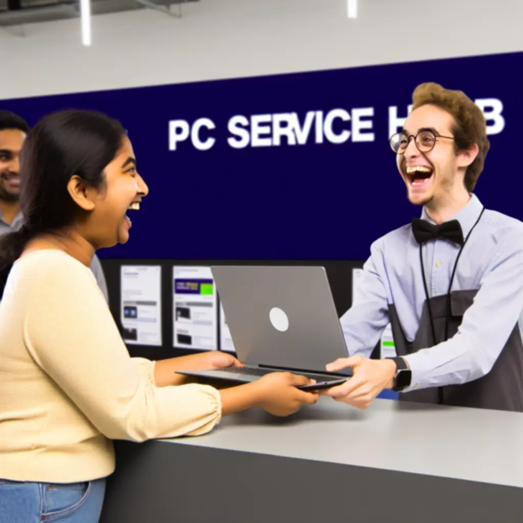 Javított számítógép átadása ügyfélnek a PC Service Hub szervizben