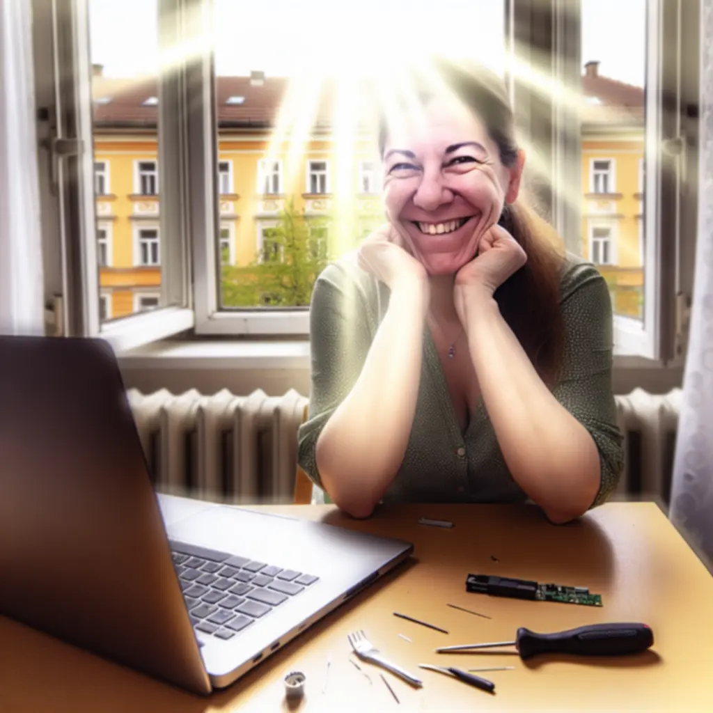 Elégedett ügyfél laptopjával a PC Service Hub szerviz után